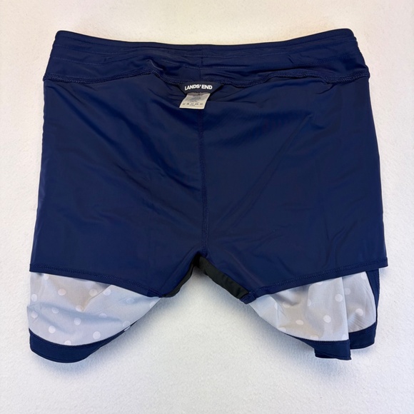 Share Lands' End Navy Blue White Polka-Dot Swim Skort Lined Shorts Size 14 - Picture 12 of 12